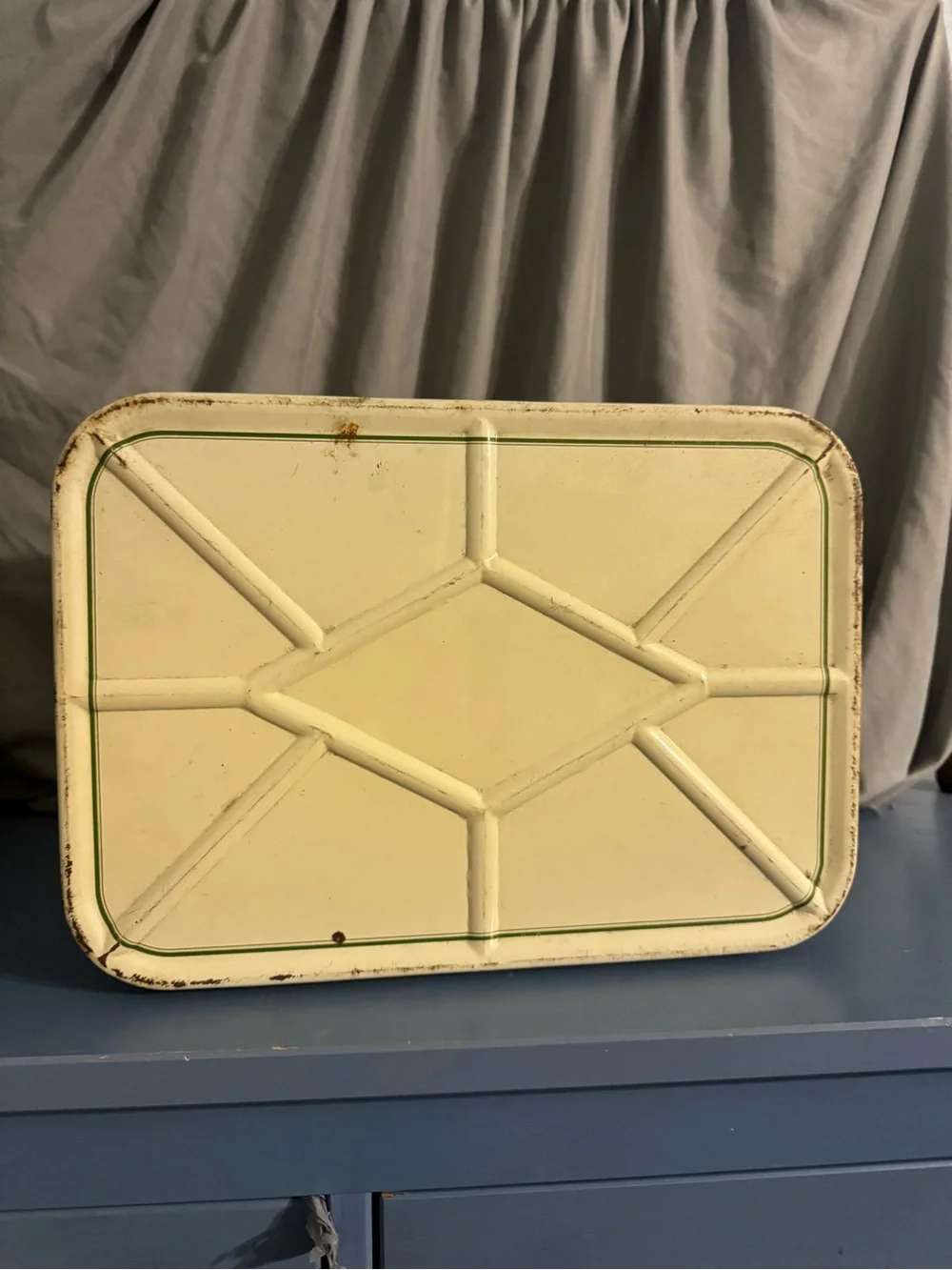 Cheinco 1950's Vintage Metal Tin Breadbox With Fruit Design Kitchen Ware